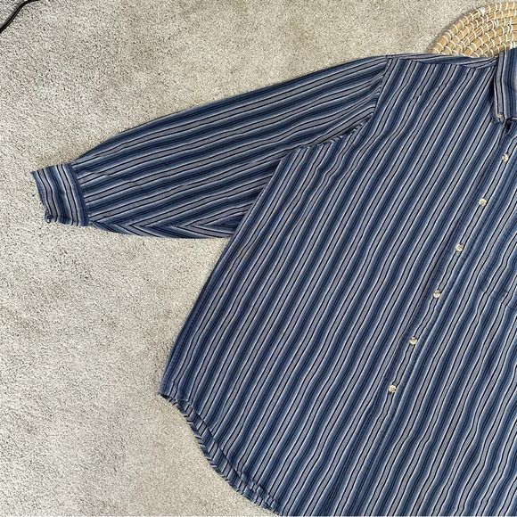 Carhartt Men’s Vintage Rugged Outdoor Wear Button Down Shirt Striped in Blue XL - Picture 5 of 15